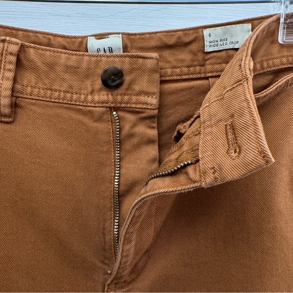 Gap Womens 6 High Rise Wide Leg Crop Pants Brown Casual Chic Stretch - Picture 6 of 10